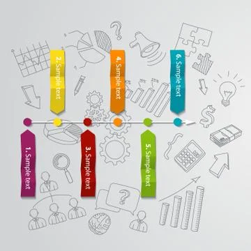 Marketing infographic concept and hand drawn business doodles Stock Illustration