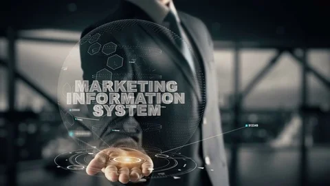 Marketing Information System with hologram businessman concept Stock Footage