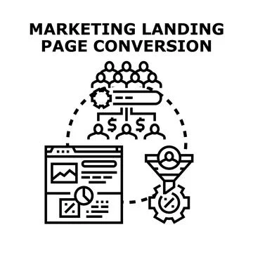 Marketing landing page conversion strategy generating users Stock Illustration