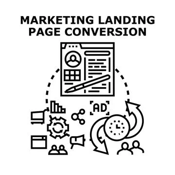 Marketing landing page conversion strategy optimizing digital campaign Stock Illustration