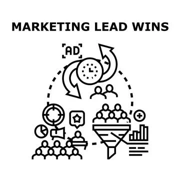 Marketing lead generation process winning conversion strategy Stock Illustration