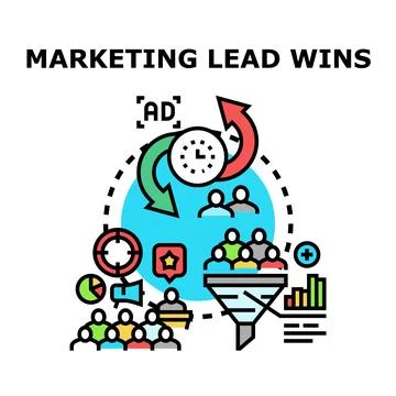 Marketing lead generation process winning conversion strategy Stock Illustration