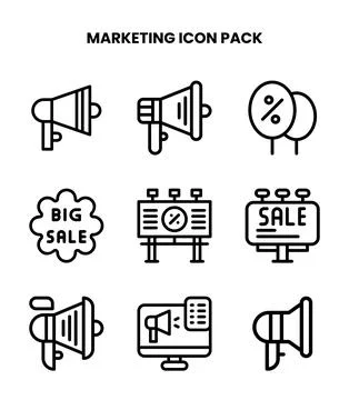 Marketing Line Vector Icons Pack Ilustração Stock