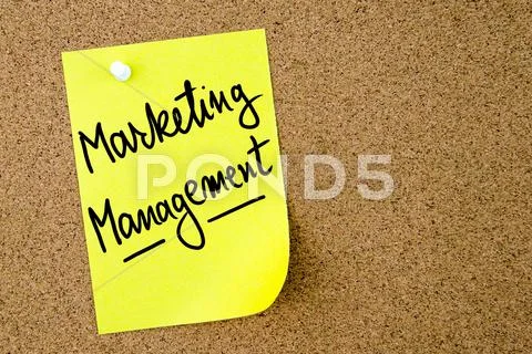 Marketing Management Text Written On Yellow Paper Note