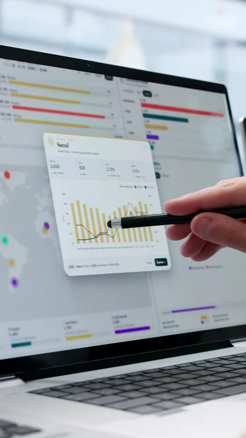 Marketing Manager Analyzes Campaign Data On Laptop Stock Footage 340399308