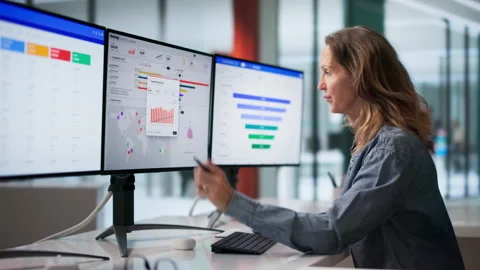 Marketing Manager Analyzes Campaign Performance Stock Footage 337226556