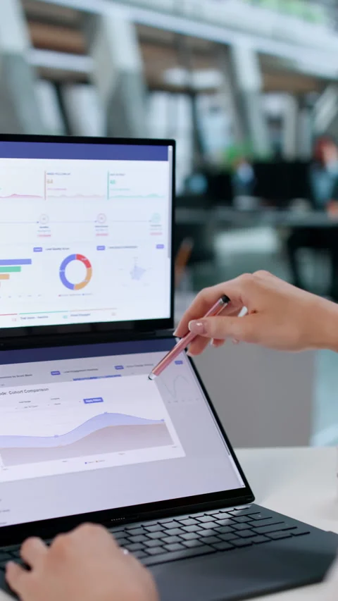 Marketing Manager Analyzes Lead Scoring Dashboard Stock Footage 345331537