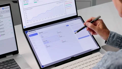 Marketing Manager Reviews Programmatic Ad Campaign Data Video stock 336794387