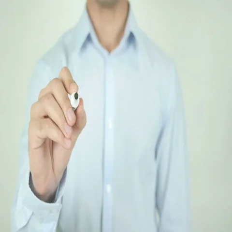 Marketing Manager, Writing On Transparent Screen Stock Footage