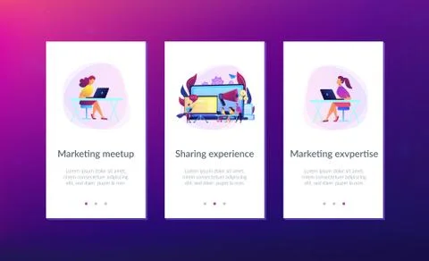 Marketing meetup app interface template. Stock Illustration