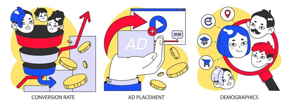 Marketing metrics set. Flat vector illustration. Stock Illustration