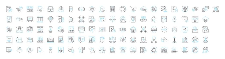 Marketing optimization vector line icons set. Optimization, Marketing, Strategy 스톡 일러스트