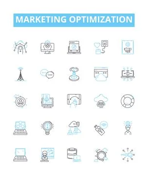 Marketing optimization vector line icons set. Optimization, Marketing, Strategy イラスト素材