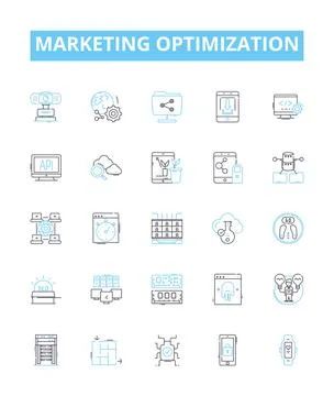 Marketing optimization vector line icons set. Optimization, Marketing, Strategy 스톡 일러스트