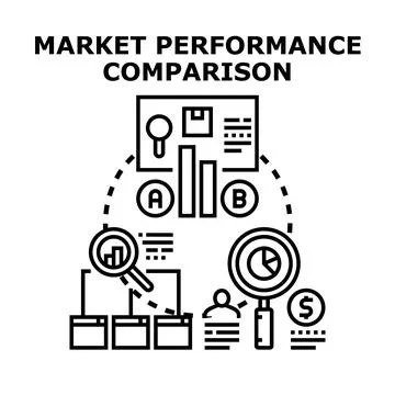 Marketing performance comparison analyzing business data Stock Illustration