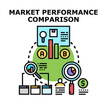 Marketing performance comparison analyzing business data Stock Illustration