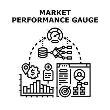 Marketing performance gauging with data analysis concepts Illustrazione stock