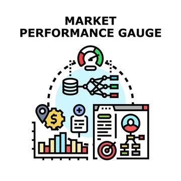 Marketing performance gauging with data analysis concepts Illustrazione stock