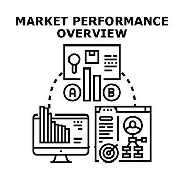 Marketing performance overview analyzing business data Stockillustratie