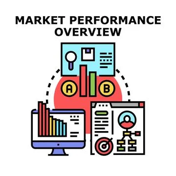 Marketing performance overview analyzing business data Stock Illustration