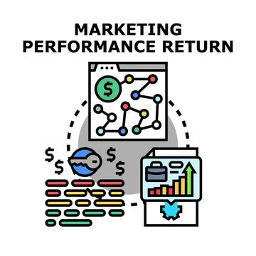 Marketing performance return measurement displaying business analytics Stock Illustration