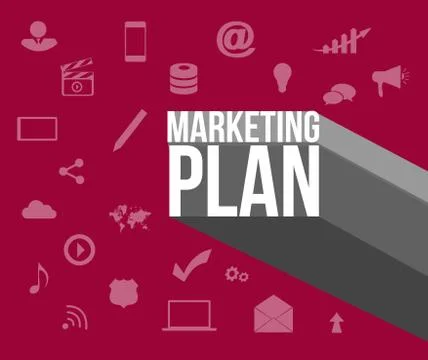 Marketing plan sign over icons 스톡 일러스트