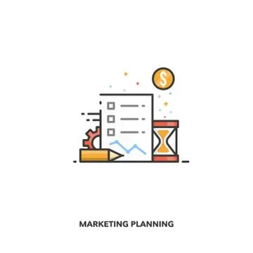 Marketing planning concept design. Vector line design. Stock Illustration