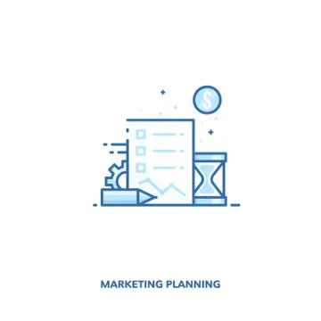 Marketing planning concept design. Vector line design. Stock Illustration