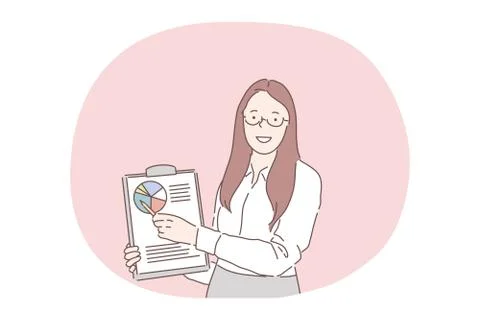 Marketing, presentation, data statistics market report Stock Illustration