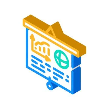 Marketing presentation isometric icon vector illustration Illustrazione stock