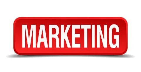 Marketing red 3d square button isolated on white Stock Illustration