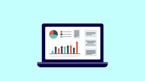 Marketing report, Data analysis graph and chart 2d Animation with Alpha Matte Stock Footage 335917564