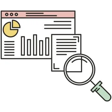 Marketing research data analysis flat vector icon Stock Illustration