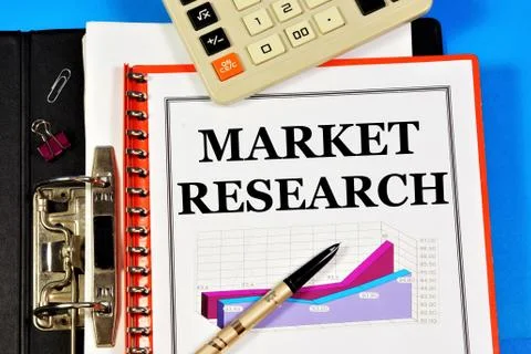 Marketing research. Text label in the folder. Stock Photos