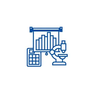 Marketing research,microscope, line icon concept. Marketing research,microscope Stockillustratie