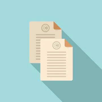 Marketing rights document icon, flat style Stock Illustration