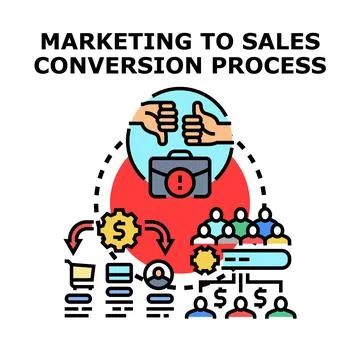 Marketing to sales conversion process and customer funnel Stock Illustration