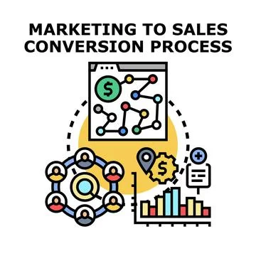 Marketing to sales conversion process strategy optimizing leads Stock Illustration