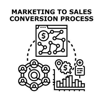 Marketing to sales conversion process strategy optimizing leads Stock Illustration