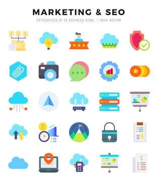 Marketing &amp; Seo Icon Bundle 25 Icons for Websites and Apps Stock Illustration