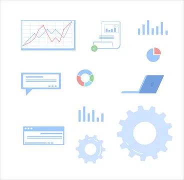 Marketing Set Vector Line Style. Online Marketing Stock Illustration