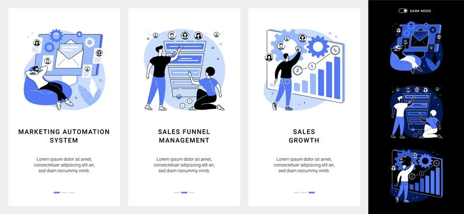 Marketing software mobile app UI kit. Ilustración de archivo