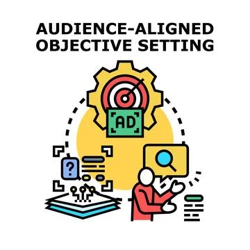 Marketing specialist aligning objectives with target audience data Stock Illustration