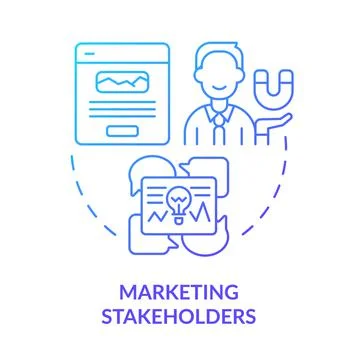 Marketing stakeholders blue gradient concept icon Stock Illustration