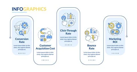 Marketing statistical metrics rectangle infographic vector Illustrazione stock