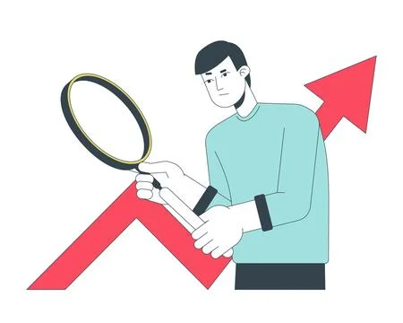 Marketing statistics flat line concept vector spot illustration Illustrazione stock