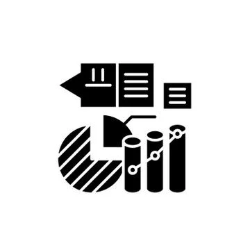 Marketing stats black icon, vector sign on isolated background. Marketing stats Stock Illustration