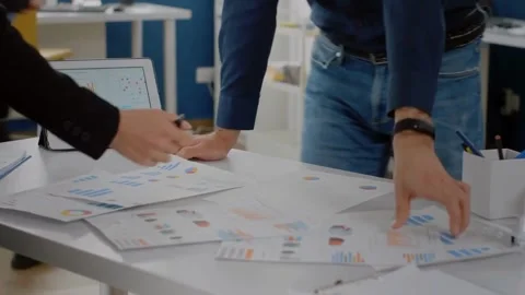 Marketing Strategy Analysis With Data Charts And Digital Tablet Collaboration Stock Footage 325824567