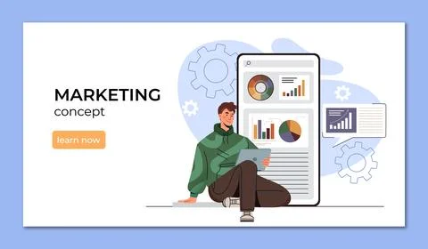 Marketing strategy concept scene.. Vector illustration Illustrazione stock