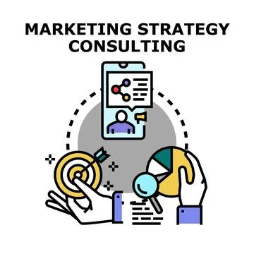 Marketing strategy consulting planning development and analysis Illustrazione stock